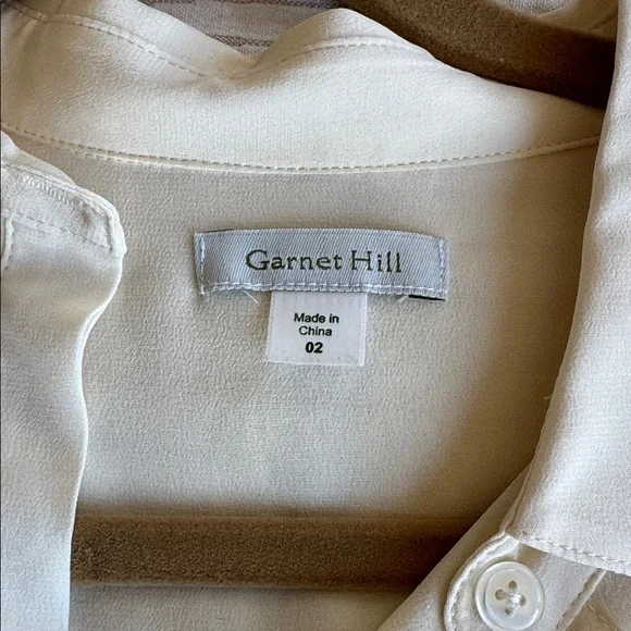Ivory Garnet Hill Silk Blouse Size 2 - Picture 5 of 10